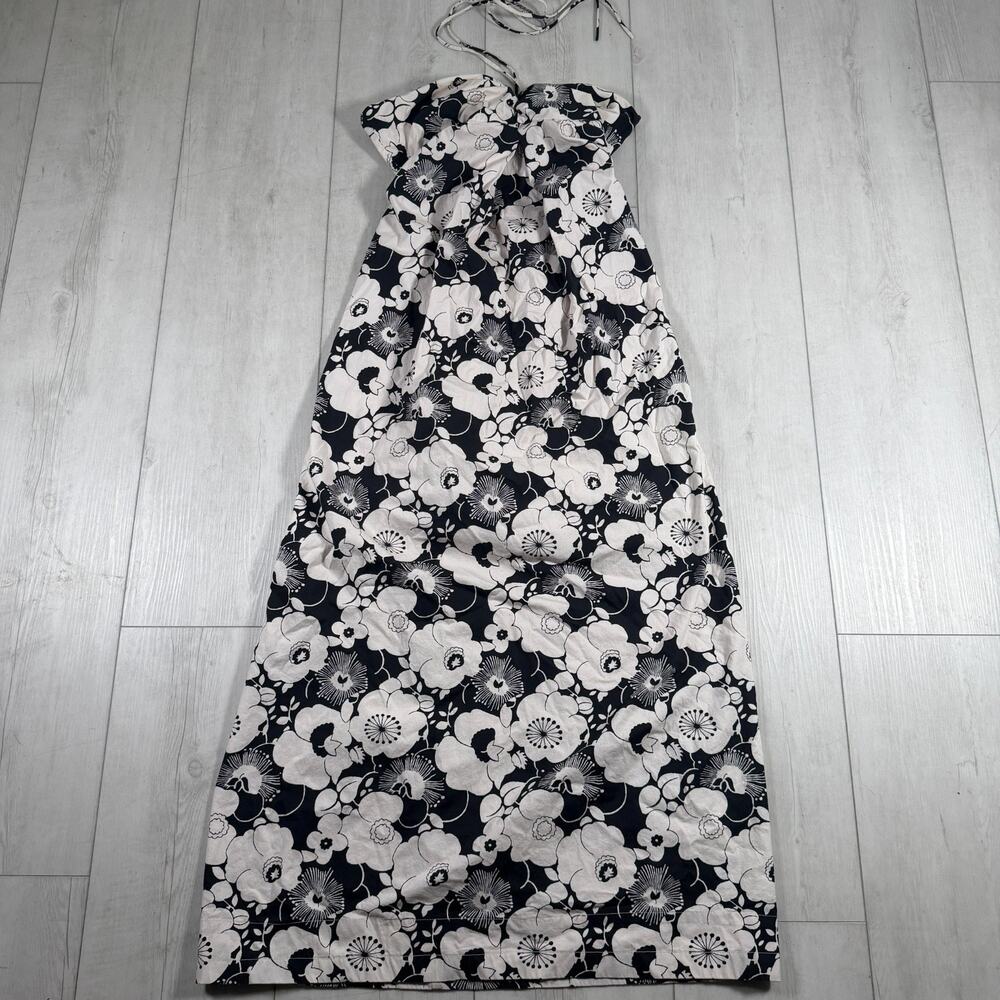 Georgia Alice Women's 8 Black White Maxi Dress Floral Halter